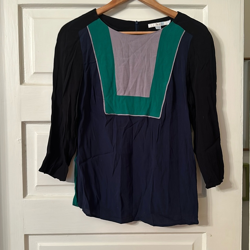 Boden top size 12, blue, green, and grey